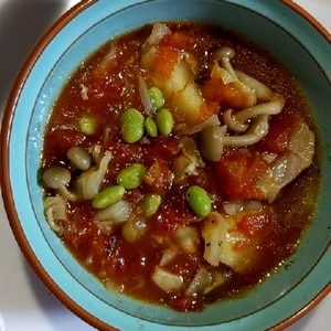 煮込むだけ♪鶏ムネ肉と枝豆のトマト煮